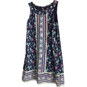 Wonder Nation Girls Scoop Neck Floral Blue Print Dress Size Large  Sku 1051